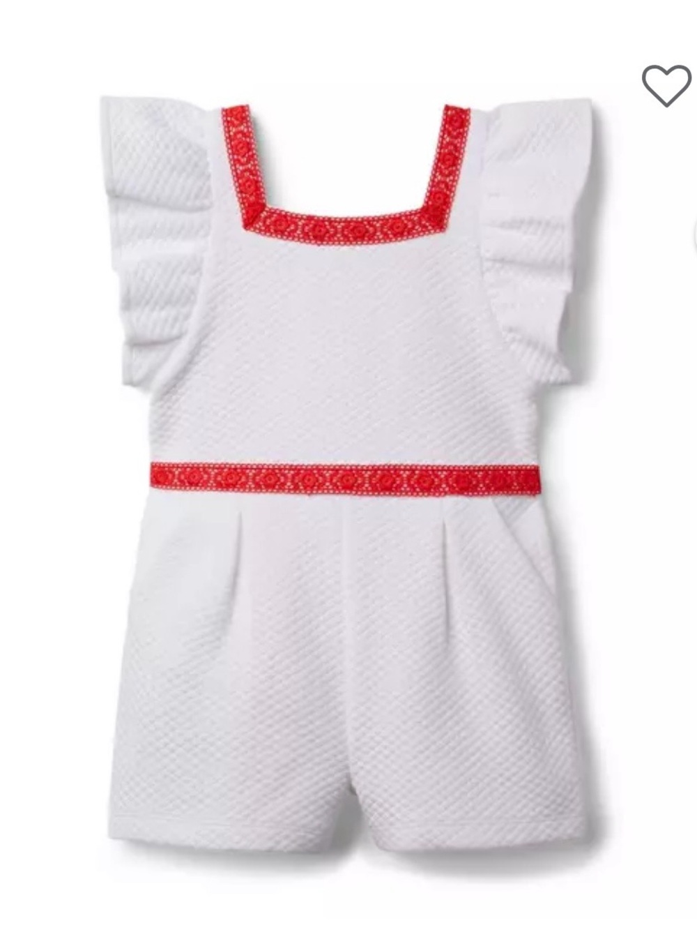 Janie and Jack Lace Trim Quilted Jacquard Romper size 2T